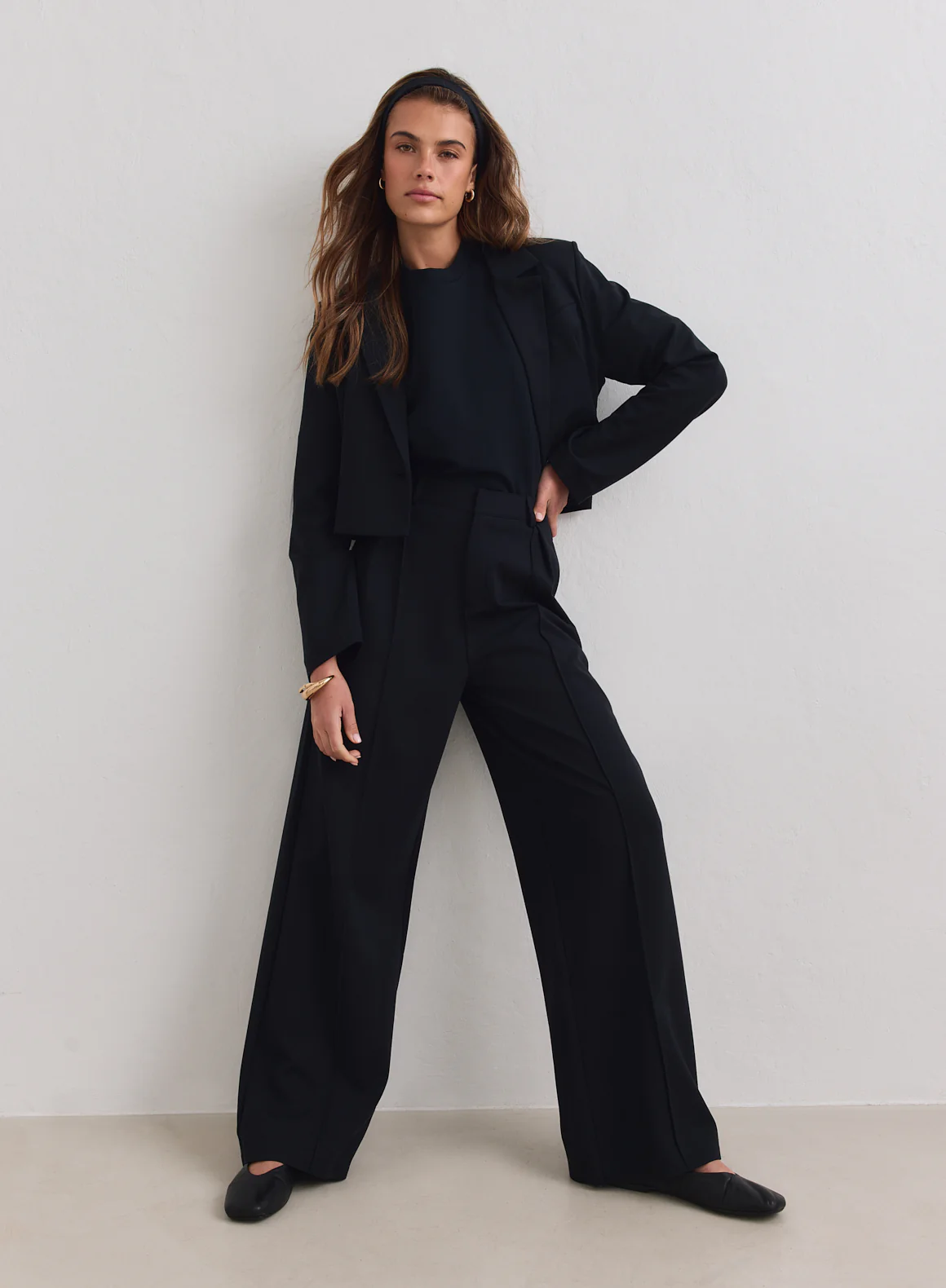 Black Luxe Relaxed Tailored Pants - Image 3