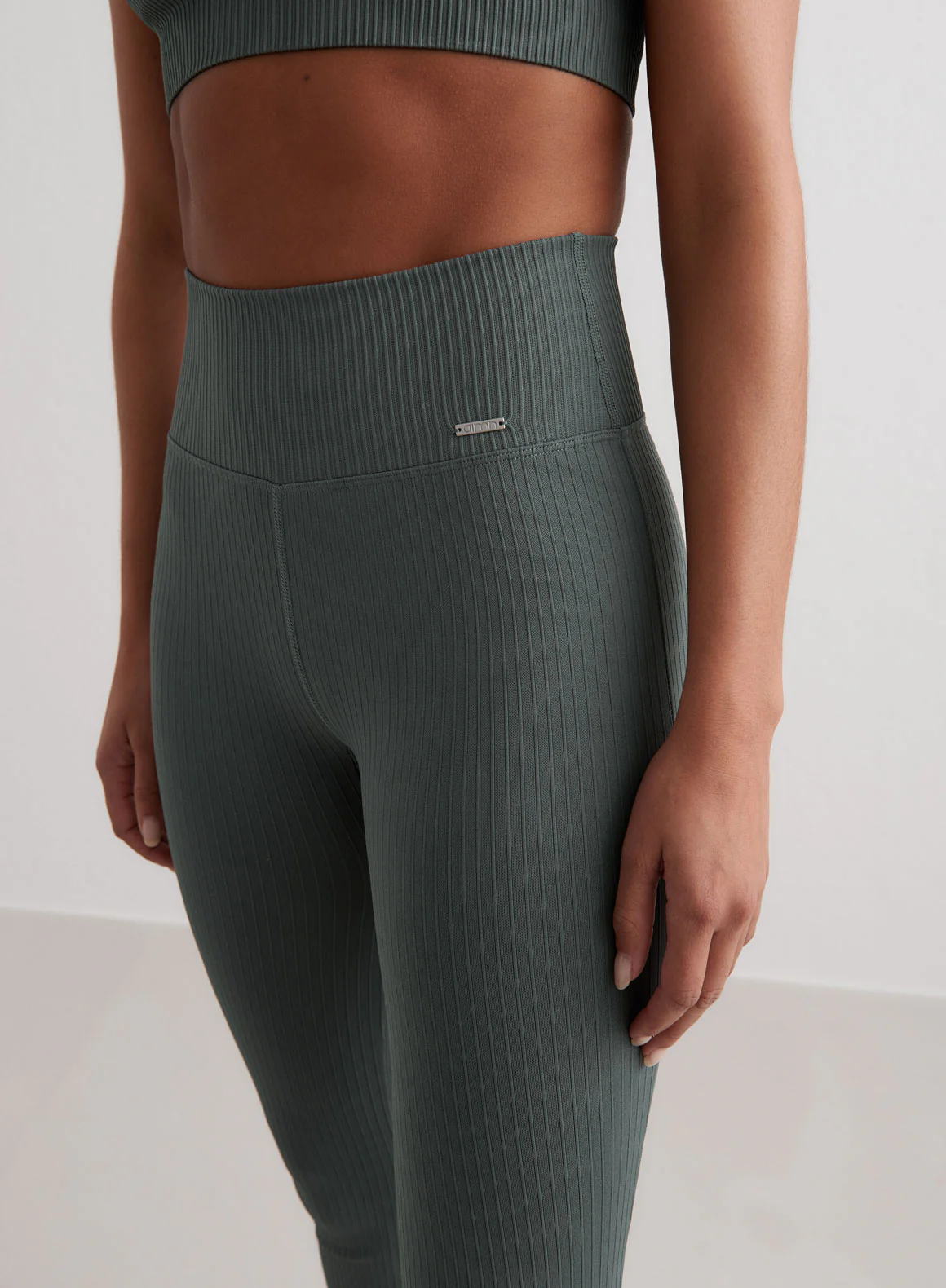 Sage Ribbed Seamless Flare Tights - Image 4
