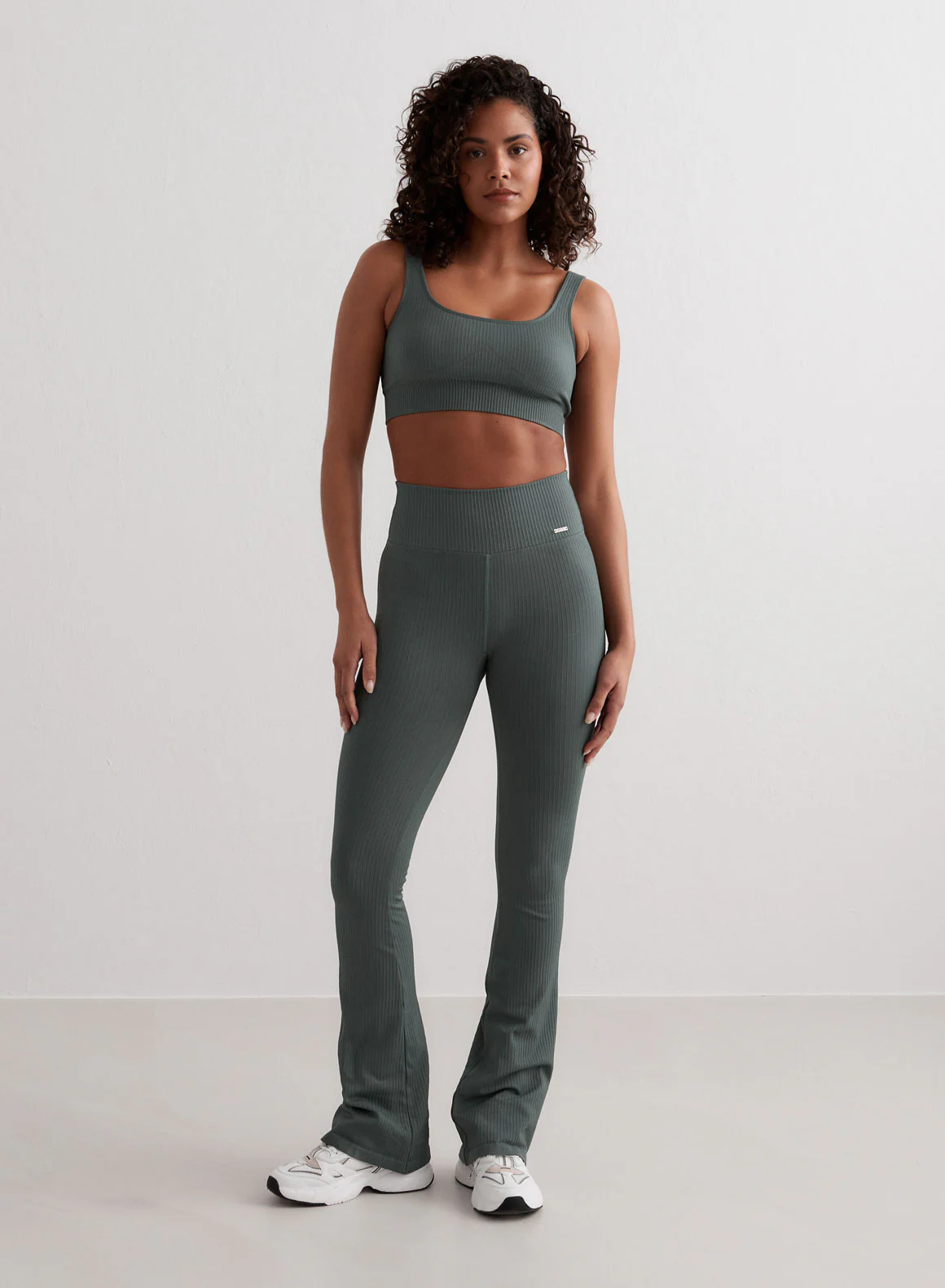 Sage Ribbed Seamless Flare Tights - Image 5