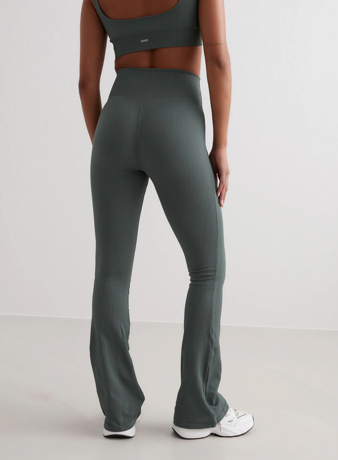 Sage Ribbed Seamless Flare Tights - Image 6